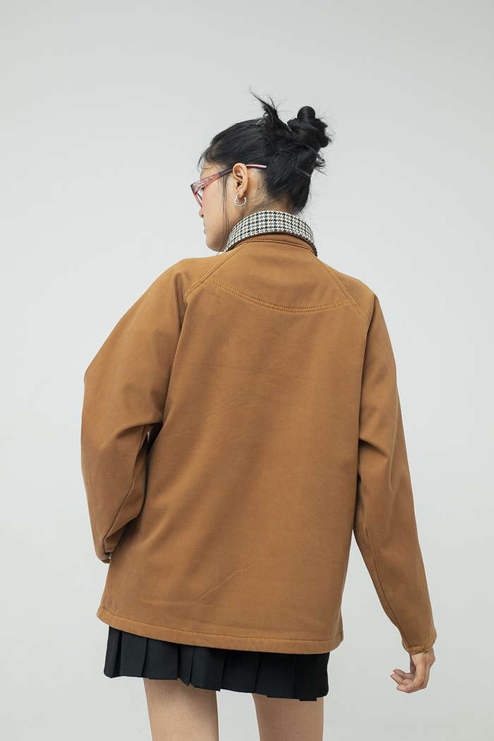 Classic Check Collar Suede Jacket